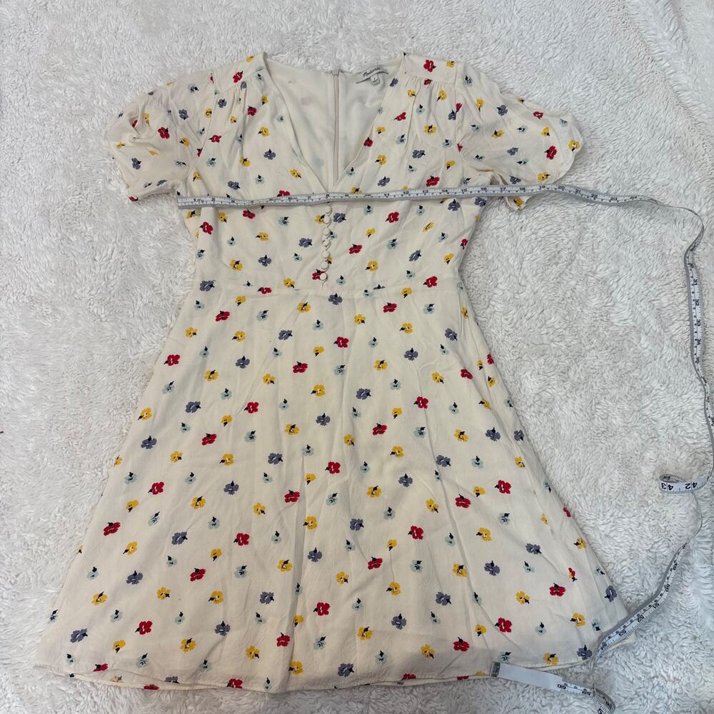 Madewell Womens Ivory Floral V-Neck Flutter Sleeve Dress Preppy Costal Cottage 2 - Picture 4 of 6